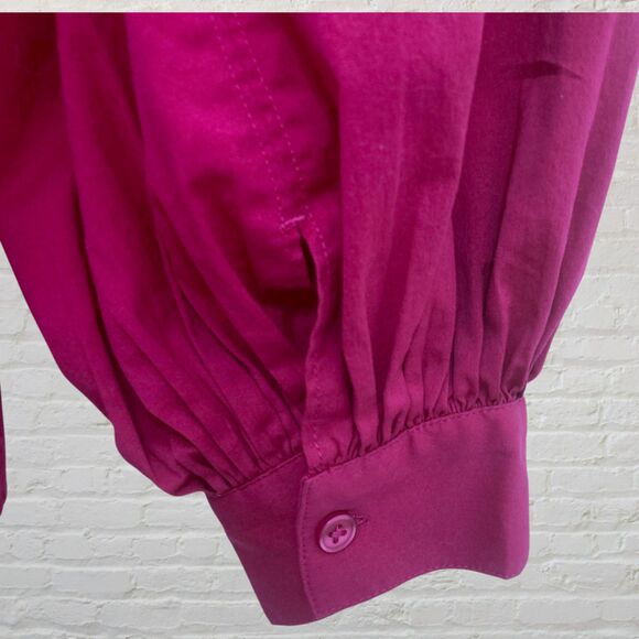 Chico's Rubellite Fuchsia Puff Sleeve Pocket Blouse Size 1/ US M - Picture 9 of 16